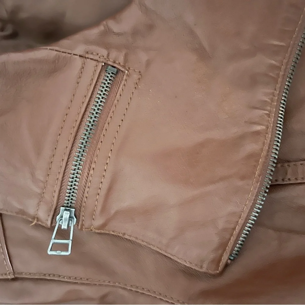 Bagatelle Brown real Leather Jacket - Picture 7 of 9